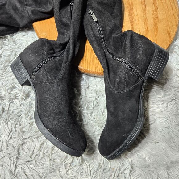 Circus by Sam Edelman Peyton Size 6 Over The Knee Black Faux Suede Pull On Boots - Picture 9 of 11